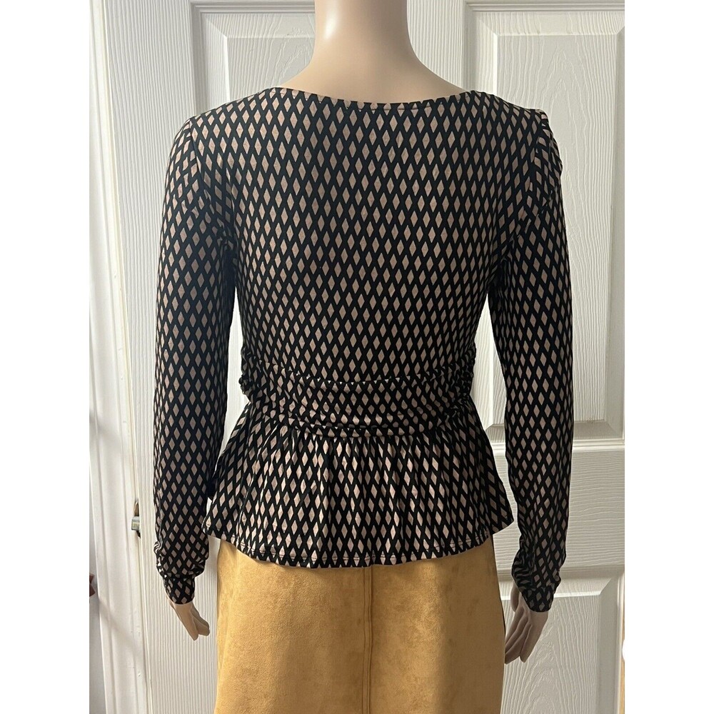 Meadow Rue By Anthropologie XS Josalyn Black & Brown Diamond Blouse - Picture 2 of 8